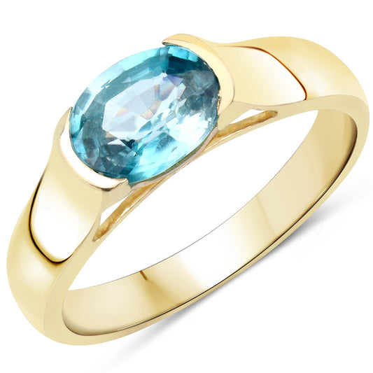 Bague en argent sterling 925 avec zircon bleu véritable de 2,00 carats