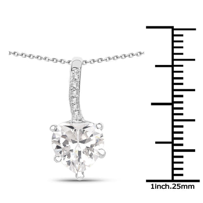 4.46 Carat Genuine White Cubic Zirconia .925 Sterling Silver Pendant