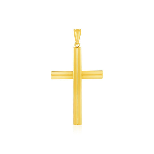 Pendentif Croix Poli en Or Jaune 14k