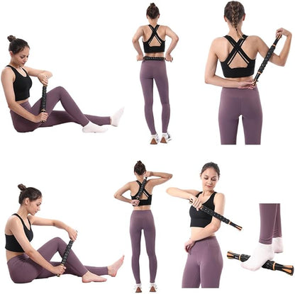 Muscle Roller Stick for Athletes -Roller Massager for Myofascial Pain Relief - Handheld Physical Therapy & Recovery Tool(Orange black-18 inch)