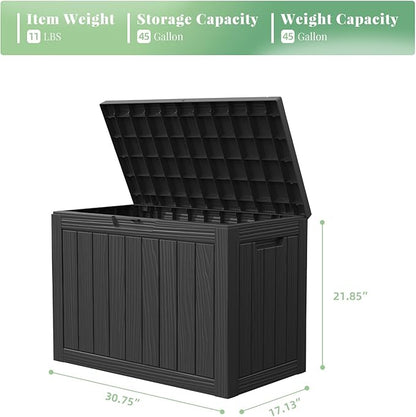 DRATO 45 Gallon Deck Box, Outdoor Storage Box for Patio Furniture, Patio Cushions, Gardening Tools, Pool Supplies 480lbs Weight Capacity,Waterproof Resin Storage Boxes