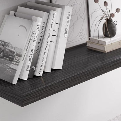 Floating Shelf, Set of 2 Wall Shelf, 36 in W x 12.75 in D x 2 in H Wooden Floating Wall Shelf with Invisible Brackets for Living Room/Bedroom/Bathroom/Kitchen Storage and Decor, Black Wood