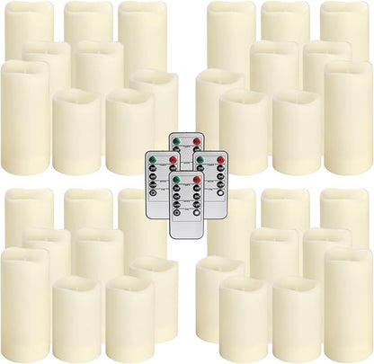 36-Pack Flickering Flameless Candles with Remote Control - LED Fake Candle Perfect for Wedding,Outdoor,Table,Halloween,Christmas Decor - Create a Magical Ambiance Effortlessly(Three Sizes)