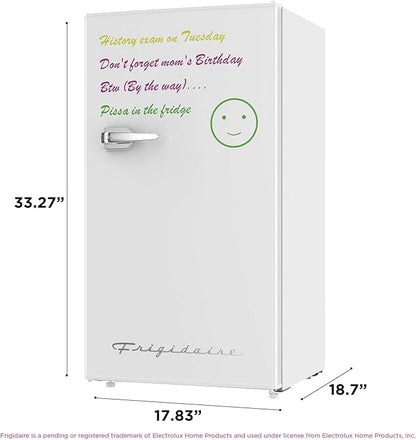Frigidaire EFR331-WHITE 3.2 Cu ft Eraser Board Mini Compact Dorm Fridge (White)