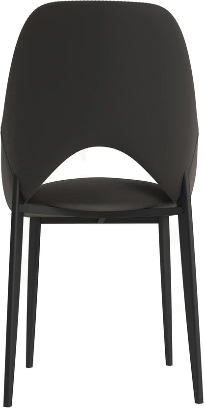 LeisureMod Amalfi Upholstered Fabric Dining Chair – Modern Side Chair with Iron Legs, Mid-Century Accent Chair for Dining Room or Kitchen