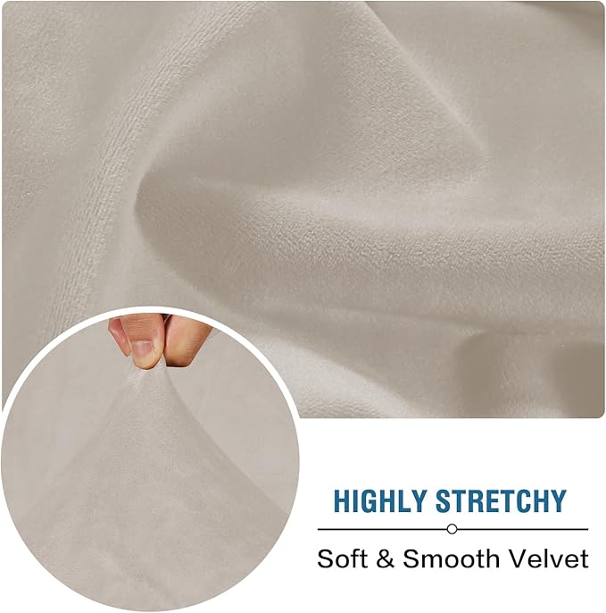 H.VERSAILTEX Velvet Stretch Individual Chaise Cover Sectional Couch Covers for L Shaped Sofa Both Left/Right Furniture Protector Seat Cushion Sofa Cover (1 Piece Chaise Cover, Oatmeal)