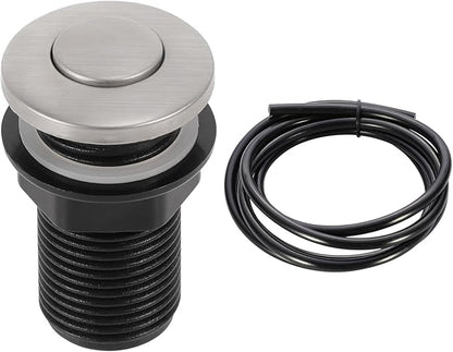 RQYEKDO Garbage Disposal Air Switch Kitchen Sink Top Long Stainless Steel Brushed Nickel Long 32mm/1.26 inch for Food and Waste Disposal On/Off Air Button Parts