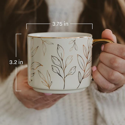 Sweet Water Decor Mrs Mug, 14oz Fine Bone China Coffee Cup with Gold Handle and Grey Delft Pattern, Bridal Shower Gift for Wedding Bride, Engagement & Newlyweds
