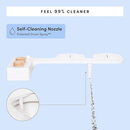 TUSHY 3.0 Spa Cool to Warm Water Bidet Attachment. Easy Universal Toilet Seat Install, Requires Sink Connection for Temperature Control. Fresh Self Cleaning Clean Water (Pink/Bamboo)