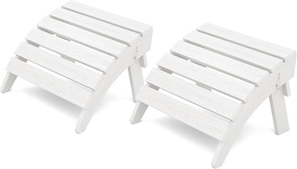KINGYES Folding Adirondack Ottomans Set of 2 for Adirondack Chair, White