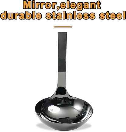 FJNATINH Stainless Steel Wok Spatula,Slotted Spatulas,Ladle,Skimmer Ladle Tool Set,Mirror Polished Cooking Utensils Kitchen Cookware, Pack of 4,Black