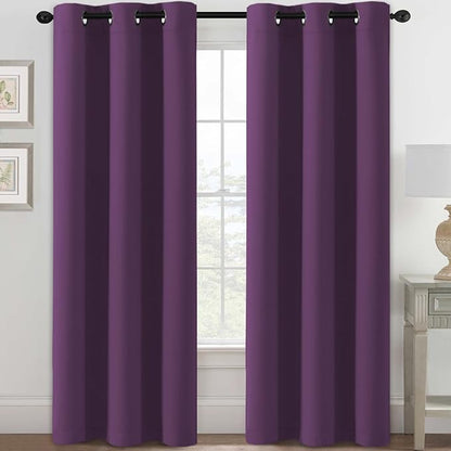 H.VERSAILTEX Blackout Curtains for Bedroom Thermal Insulated Room Darkening Living Room Curtains 84 Inch Long Grommet Privacy Protection Window Curtain Panels/Drapes for Nursery, 2 Panels,Plum Purple