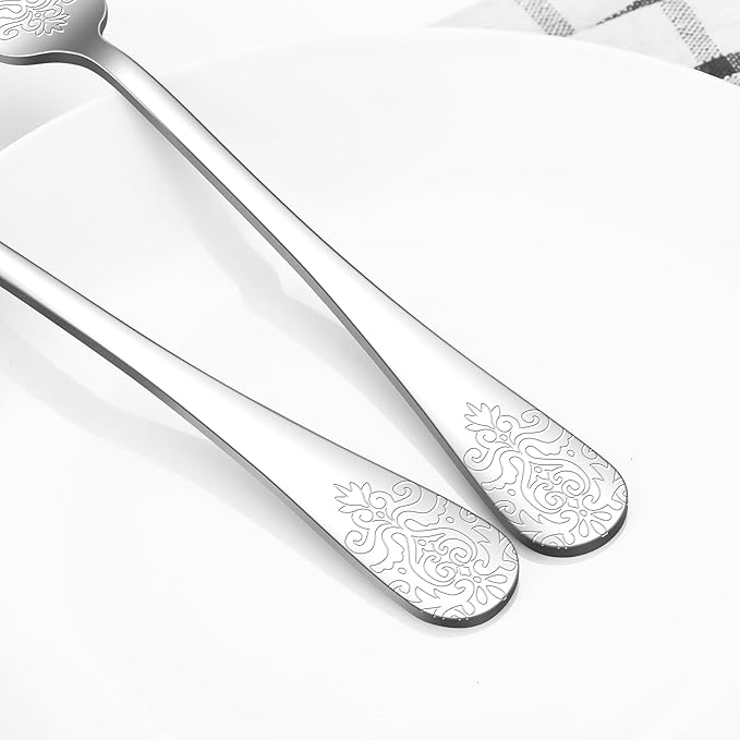 40 Pcs Silverware Set for 8 with Classical Flower Embossed Design, Food Grade Stainless Steel Flatware Set, Eating Utensils Sets Include Fork/Knife/Spoon, Reusable Cutlery Set, Dishwasher Safe