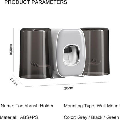 Toothbrush Holders for Bathrooms Toothbrush Holder Wall Mounted Toothpaste Dispenser for Kids Automatic Tooth Brushing Holder Bathroom Toothbrush Holder Set Shower Accessories Sets - Black