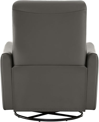 CHITA Power Recliner Chair Swivel Glider, FSC Certified Upholstered Faux Leather Living Room Nursery Reclining Sofa Chair with Lumbar Support, Charcoal