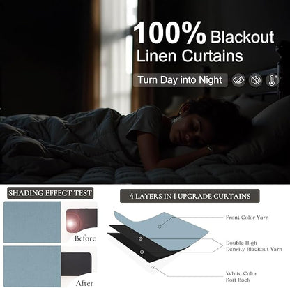 Extra Long Blackout Light Blue Curtains for Living Room 108 Inch Length Insulating Sound Proof Wide Drape for Window Treatments Curtain for Patio Sliding Glass Doors Doorway Hallway 2 Panel Stone Blue