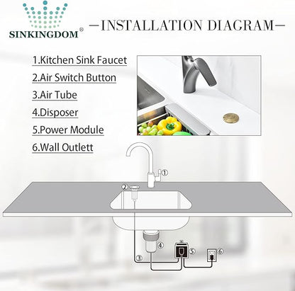 Garbage Disposal SinkTop Air Switch Kit with Long Button,Brass Made Cover,Champagne Bronze