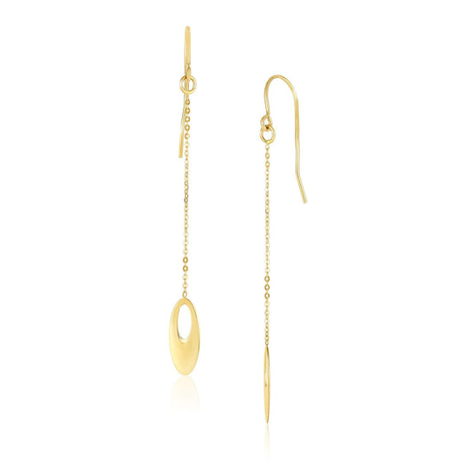 Boucles d'oreilles pendantes en chaîne ovale découpée en or jaune 14 carats