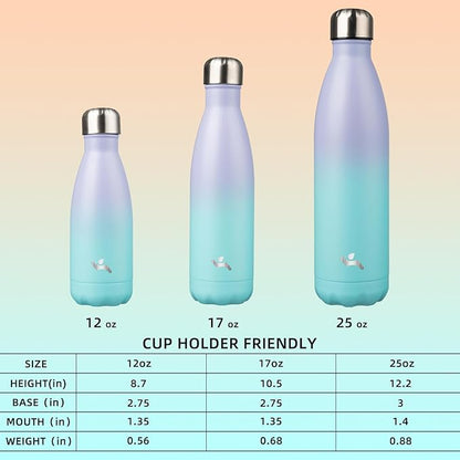 Insulated Water Bottles,12 oz Double Wall Stainless Steel Vacumm Metal Flask for Sports Travel,Lavender Green