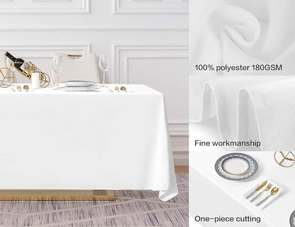 Surmente White Rectangle Tablecloth 90 x 156-inch Rectangular Polyester Table Cloth for Weddings, Banquets, or Restaurants