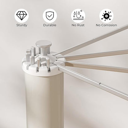 Tripod Clothes Drying Rack, Garment Rack Portable and Foldable Space Saving Laundry Drying Rack - Dryer Rack Clothing Floor Folding Balcony Bedroom Household (Silver(Aluminum), 12 rods)