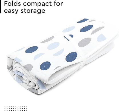 Encasa XO Ironing Mat/Pad (Large 48"x28") with 3mm Padding & Silicone Iron Rest for Steam Pressing on Tabletop or Bed - Heat Resistant, Portable, Quilting & Travel Blanket - Blue Moon