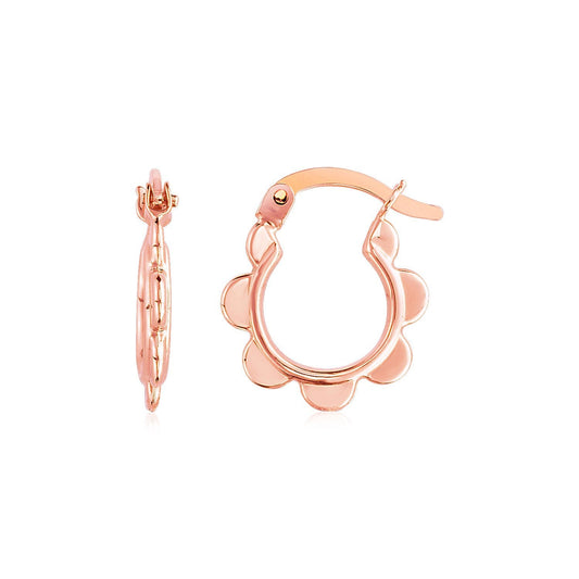 Boucles d'oreilles créoles festonnées en or rose 14 carats
