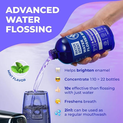 Concentrated Water flosser Rinse & mouthwash Teeth WHITENING | Add to Water Flossers| Fruit Flavor | 1 Pack = 16.9 fl.oz | Peroxide Free. Made in USA