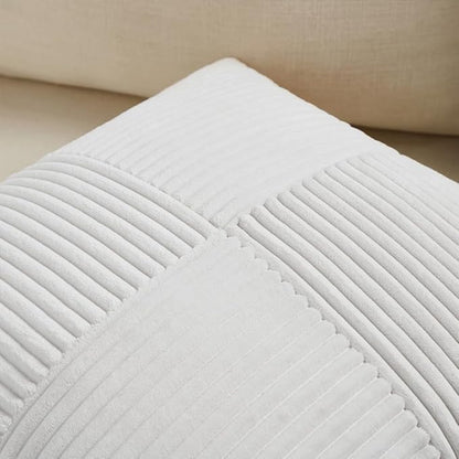 Fancy Homi 2 Packs Pure White Decorative Throw Pillow Covers 16x16 Inch for Living Room Couch Bed, Rustic Farmhouse Boho Home Decor, Soft Corss Patchwork Corduroy Textured Square Cushion Case 40x40 cm