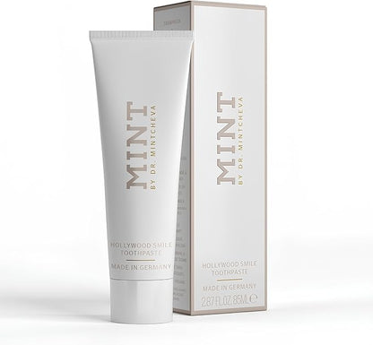 Mint Hollywood Smile Toothpaste (85 ml) - Innovative 2-Phase Formula with Whitening Booster - Fluoride-Free - MPT1 Ultra Polish Technology with Perlite - Pap Technology for Gentle Whitening - Vegan