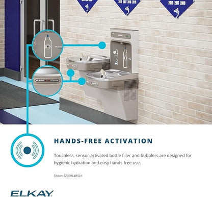 Elkay EZO8WS EZH2O Refrigerated Single Drinking Fountain with Bottle Filling Station and Hands Free Activation - Stainless Steel