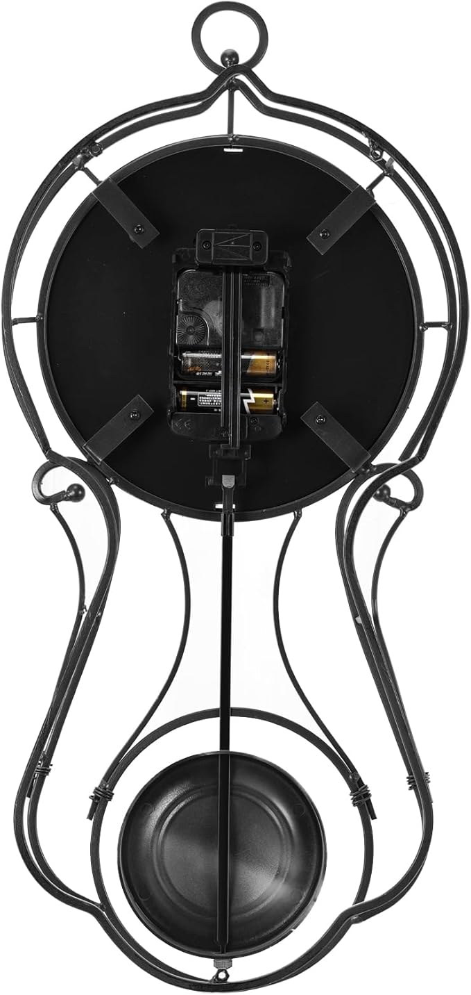 CLXEAST 20 Inch Black Metal Pendulum Wall Clock, Large Schoolhouse Regulator Wall Clocks for Living Room Decor,House Warming Gifts New Home,Gifts for Women