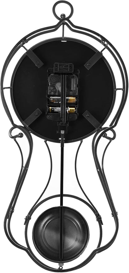 CLXEAST 20 Inch Black Metal Pendulum Wall Clock, Large Schoolhouse Regulator Wall Clocks for Living Room Decor,House Warming Gifts New Home,Gifts for Women