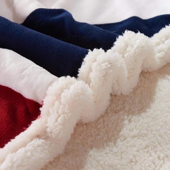 UKELER US Flag Patriotic Sherpa Throw Blanket 50''×60'', American National Flag Fleece Blanket for Bed/Couch/Sofa/Office/Camping, USA Military Veteran July 4th Gift