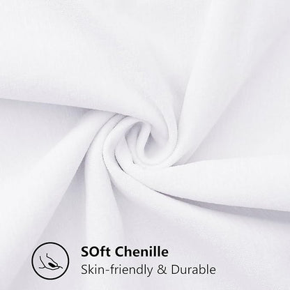 decorUhome Chenille Soft Throw Pillow Covers 26x26 Set of 2, Farmhouse Velvet Neutral Decorative Euro Pillow Covers with Stitched Edge for Couch Sofa Bed Home Decor, White