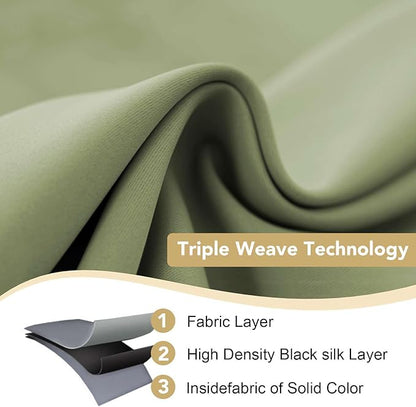 H.VERSAILTEX Window Treatment Blackout Thermal Insulated Room Darkening Solid Grommet Curtains/Drapes for Bedroom (Set of 2 Panels,52 by 63 Inch Long, Sage)