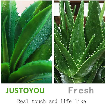 JUSTOYOU Large 12.5" Artificial Succulents Aloe Plants Real Touch Fake Flowers Unpotted for Home Wedding Festival Arrangement (1, Green)