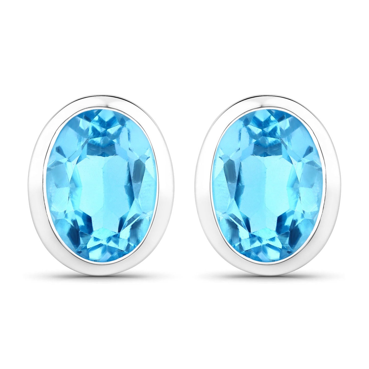4.00 Carat Genuine Swiss Blue Topaz .925 Sterling Silver Earrings
