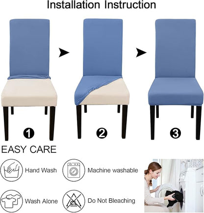 JQinHome 4 Pcs Dining Chair Slipcover, High Stretch Removable Washable Chair Seat Protector Cover for Home Party Hotel Wedding Ceremony