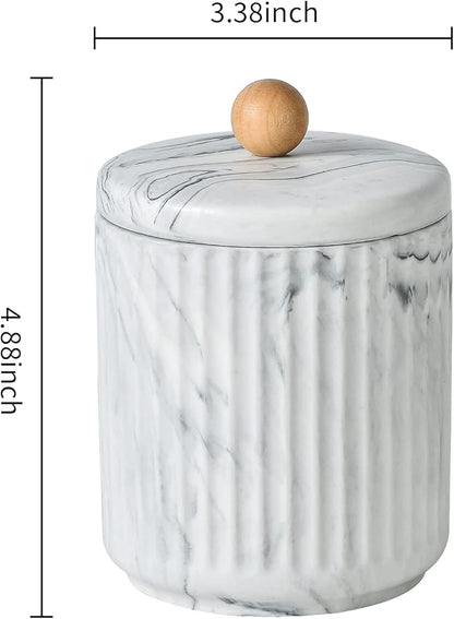Bathroom Canister with Lid Qtip Holder Dispenser Jar Storage Organizer for Bathroom, Bedroom, Vanity, Kitchen Cabinet