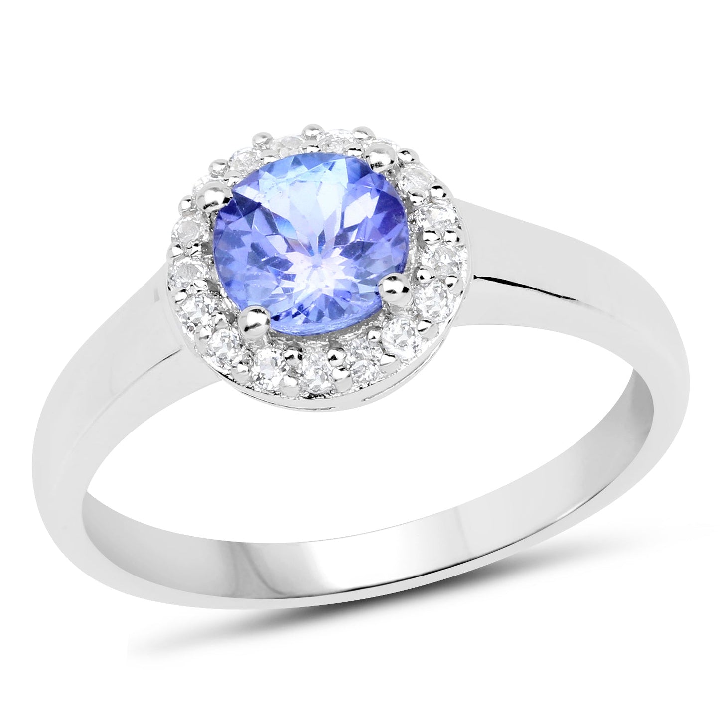 3.77 Carat Genuine Tanzanite and White Topaz .925 Sterling Silver 3 Piece Jewelry Set (Ring, Earrings, and Pendant w/ Chain)