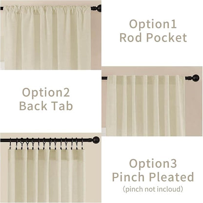 Joydeco Linen Curtains 108 Inch Length 2 Panel Sets,Light Filtering Curtains for Bedroom 100 Inch Wide Living Room Drapes with Back Tabs & Rod Pockets (W100 x L108 Inch, Linen)