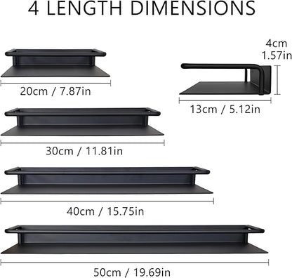 JOOM Metal Wall Floating Shelf - Metal Wall Shelf, Black Floating Shelf, Small Bathroom Shelf, (Black, 8Inch)