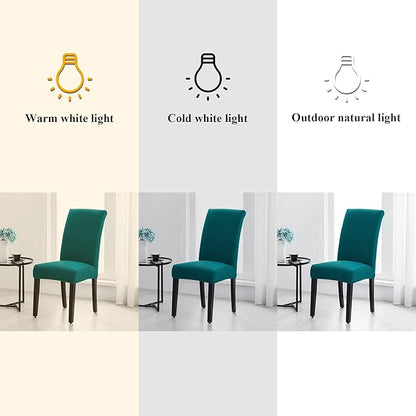 Joccun Chair Covers for Dining Room Set of 6, Dining Chair Slipcovers Stretch Dining Room Chair Covers Seat Protector,Washable Parsons Chair Cover for Home,Banquet(Peacock Blue,6 Pack)
