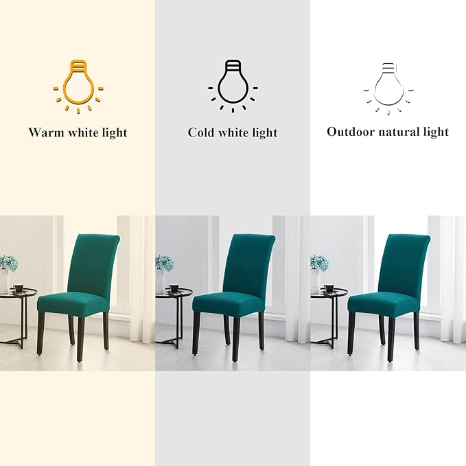 Joccun Chair Covers for Dining Room Set of 2,Dining Chair Slipcovers Stretch Dining Room Chair Covers Seat Protector,Washable Parsons Chair Cover for Home,Banquet(Peacock Blue,2 Pack)