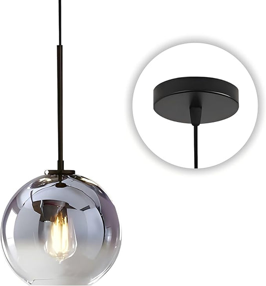 KCO Lighting Mercury Glass Pendant Light Fixtures Mid Century Modern Silver Kitchen Island Pendant Lights Ceiling Hanging Black Large Globe Pendant Light for Living Room Dining Room