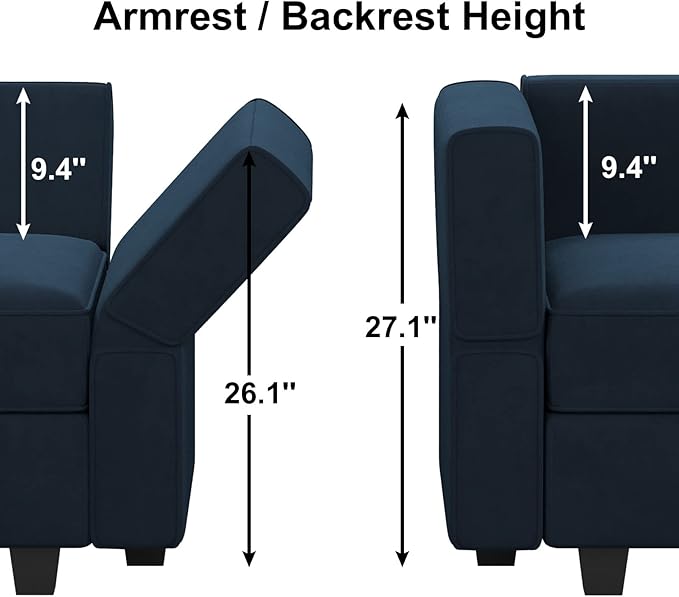 Belffin Modular Velvet Sectional Sofa with Storage Seat Oversized U Shaped Couch with Reversible Chaise Sofa Set with Ottoman Blue