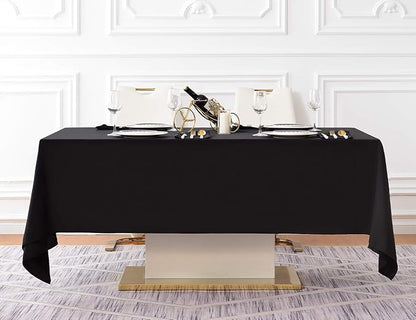 Surmente Black Tablecloth 60 x 120-inch Rectangular Polyester Table Cloth for Weddings, Banquets, or Restaurants
