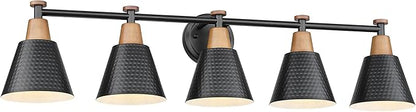 FEMILA 37.4" Black Vanity Light, Black Bathroom Light Fixture, Bathroom Lighting Fixtures Over Mirror with Matte Black Finish, 4FG59B-5W BK