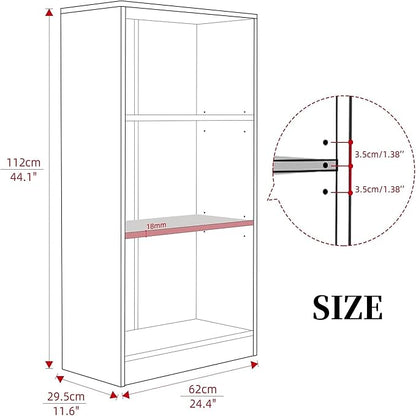Bookshelf, Open Modern Bookshelf, 3 Shelf Bookcase with Freestanding Display Storage, Wooden Book Shelf for Bedroom, Living Room, Dinning Room, Office,Deep Brown